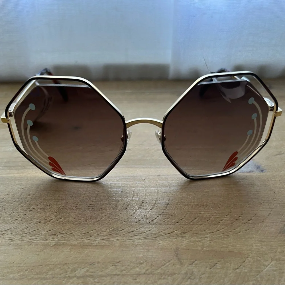 CHLOÉ Havana 58MM Hexagon Sunglasses New